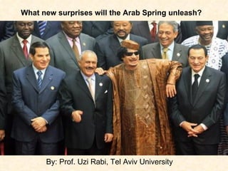 What new surprises will the Arab Spring unleash?




      By: Prof. Uzi Rabi, Tel Aviv University
 