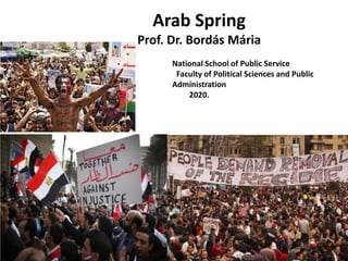 Arab Spring
Prof. Dr. Bordás Mária
National School of Public Service
Departm Faculty of Political Sciences and Public
Administration
2020.
 