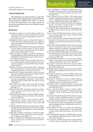 Arab Women S Breast Cancer Screening Practices A Literature Review | PDF