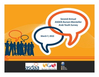 Second Annual 
                ASDA’A Burson‐Marsteller 
                   Arab Youth Survey



March 7, 2010
 
