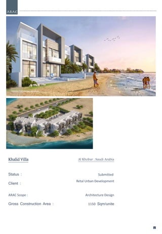 2
4
2
4
Khalid Villa Al Khobar , Saudi Arabia
Status : Submitted
Client :
Retal Urban Development
ARAC Scope : Architecture Design
Gross Construction Area : 1150 Sqm/unite
 