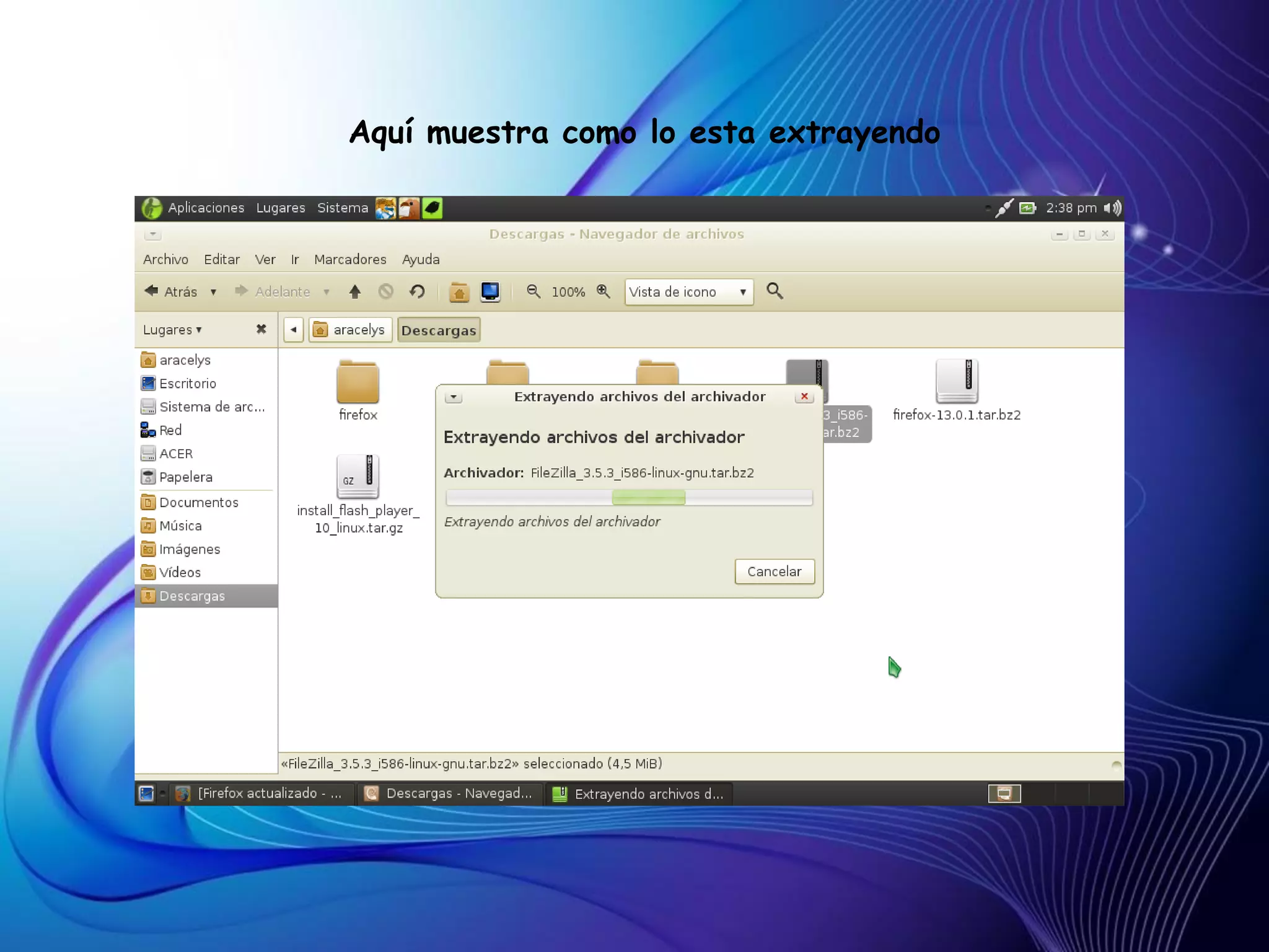 Aquí muestra como lo esta extrayendo
 