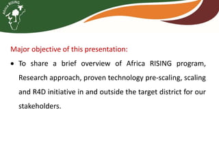 Brief overview of the Africa RISING project in the Ethiopian Highlands: Pre-scaling and scaling initiatives in 2017/2018