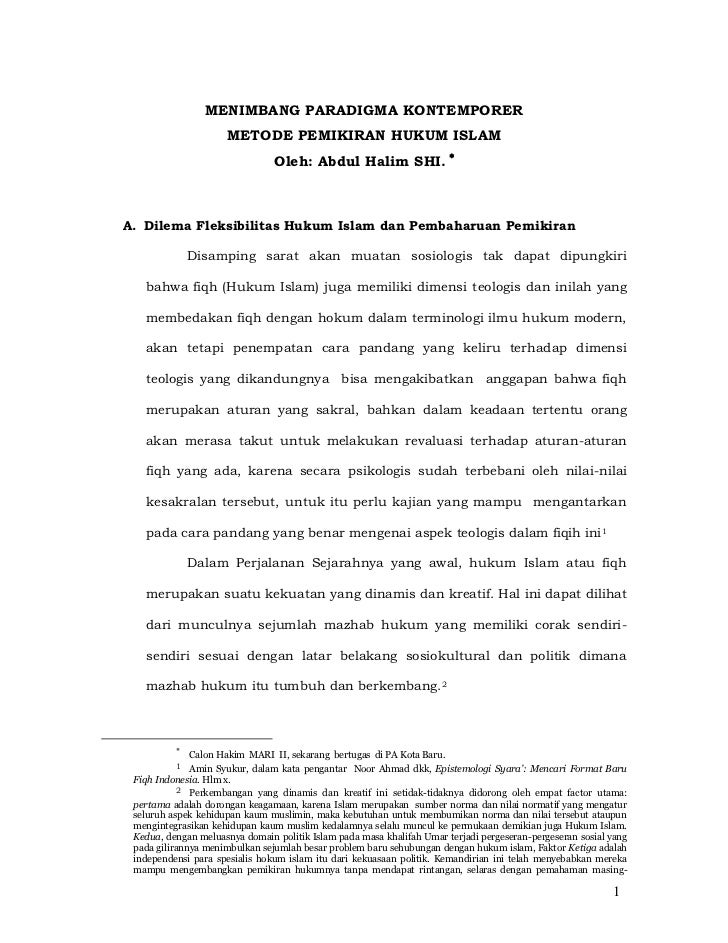 Arah Baru Metode Pemikiran Hukum Islam