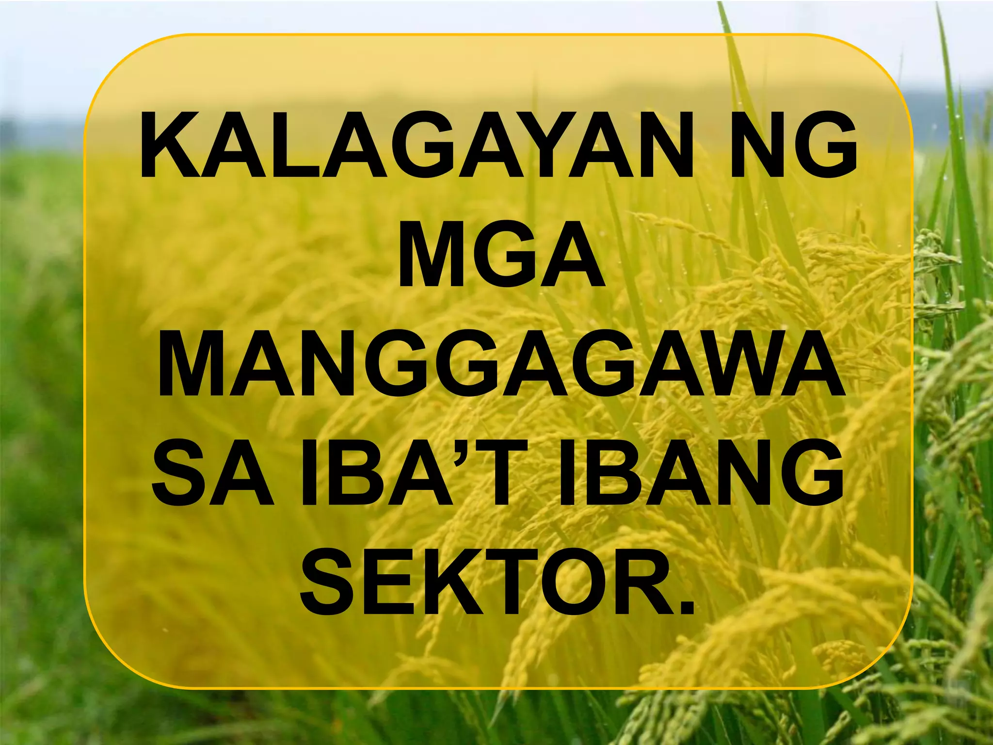 KALAGAYAN NG
MGA
MANGGAGAWA
SA IBA’T IBANG
SEKTOR.
 
