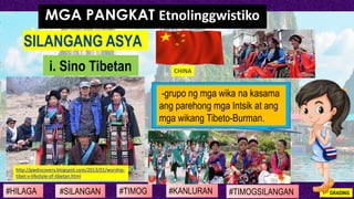SILANGANG ASYA
#SILANGAN #TIMOG #KANLURAN#HILAGA 1ST GRADING#TIMOGSILANGAN
MGA PANGKAT Etnolinggwistiko
i. Sino Tibetan CH...