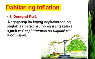 Tukuyin kung ang mga sumusunod ay sanhi ng
cost-push inflation o demand-pull inflation.
1. Simula ng magkaroon ng malaking...