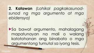 Example Ng Argumento FILIPINO SA PILING LARANGAN ARALIN 4-POSISYONG PAPEL.pptx