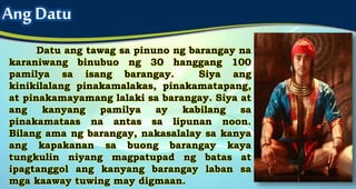 Isang Datu Aralin 5 Ugnayang Panlipunan at Kalagayang Pangkabuhayan ng mga ...