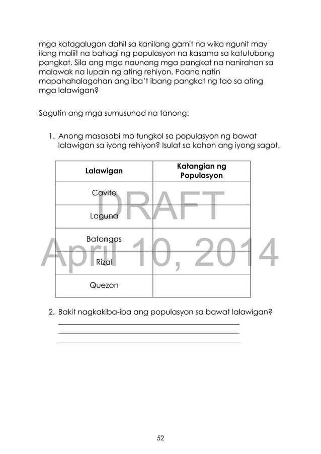 K TO 12 GRADE 3 LEARNER’S MATERIAL IN ARALING PANLIPUNAN
