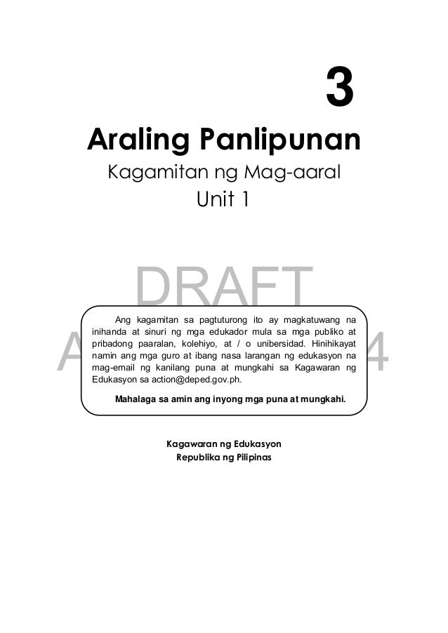 Araling Panlipunan Grade 5 Module 4 Answer Key / Answer Sheet Filipino