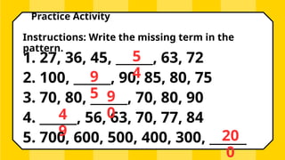 Grade 3 ARAL Math: Mastering Missing Numbers in Patterns | PPTX