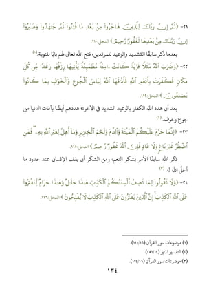 ١٣٤
-¢ΟèOāχÎ)š−/u‘šÏ%©#Ï9(#ρãy_$yδ.ÏΒÏ‰÷èt/$tΒ(#θãΖÏFèù¢ΟèO(#ρß‰yγ≈y_(#ÿρçŽy9|¹uρ
āχÎ)š−/u‘.ÏΒ$yδÏ‰÷èt/Ö‘θà tós9ÒΟ‹Ïm§‘‫اﺠﺤﻞ‬:.
‫ﻟﻠﺘﻮﺑﺔ‬ ‫ﺎ‬ً‫ﺑﺎﺑ‬ ‫ﻬﻟﻢ‬ ‫ﺗﻌﺎﻰﻟ‬ ‫اﷲ‬ ‫ﻓﺘﺢ‬ ،‫ﻟﻠﻤﺮﺗﺪﻳﻦ‬ ‫واﻟﻮﻋﻴﺪ‬ ‫اﻟﺘﺸﺪﻳﺪ‬ ‫ﺎ‬
ً
‫ﺳﺎﺑﻘ‬ ‫ذﻛﺮ‬ ‫ﺑﻌﺪﻣﺎ‬.)(
-z>uŽŸÑuρª!$#WξsWtΒZπtƒös%ôMtΡ$Ÿ2ZπoΨÏΒ#uZπ¨ΖÍ≥yϑôÜ•Β$yγ‹Ï?ù'tƒ$yγè%ø—Í‘#Y‰xîu‘ÏiΒÈe≅ä.
5β%s3tΒôNtx x6sùÉΟãè÷Ρr'Î/«!$#$yγs%≡sŒr'sùª!$#}¨$t6Ï9Æíθàfø9$#Å∃öθy‚ø9$#uρ$yϑÎ/(#θçΡ$Ÿ2
šχθãèuΖóÁtƒ‫اﺠﺤﻞ‬:.
‫ﻣﻦ‬ ‫ﻧﻴﺎ‬ ‫ا‬ ‫ﺑﺂﻓﺎت‬ ‫ﺎ‬
ً
‫أﻳﻀ‬ ‫ﻫﺪدﻫﻢ‬ ‫اﻵﺧﺮة؛‬ ‫ﻲﻓ‬ ‫اﻟﺸﺪﻳﺪ‬ ‫ﺑﺎﻟﻮﻋﻴﺪ‬ ‫اﻟﻜﻔﺎر‬ ‫اﷲ‬ ‫ﻫﺪد‬ ‫أن‬ ‫ﺑﻌﺪ‬
‫وﺧﻮف‬ ‫ﺟﻮع‬.)(
-$yϑ‾ΡÎ)tΠ§ymãΝà6ø‹n=tæsπtGøŠyϑø9$#tΠ¤$!$#uρzΝóss9uρÌƒÍ”∴Ï‚ø9$#!$tΒuρ¨≅Ïδé&ÎŽötóÏ9«!$#ÏµÎ/(Çyϑsù
§äÜôÊ$#uŽöxî8ø$t/Ÿωuρ7Š$tã€χÎ*sù©!$#Ö‘θà xîÒΟ‹Ïm§‘‫اﺠﺤﻞ‬:.
‫ﻣﺎ‬ ‫ﺣﺪود‬ ‫ﻋﻨﺪ‬ ‫اﻹﻧﺴﺎن‬ ‫ﻳﻘﻒ‬ ‫أن‬ ‫اﻟﺸﻜﺮ‬ ‫وﻣﻦ‬ ،‫اﺠﻌﻢ‬ ‫ﺑﺸﻜﺮ‬ ‫اﻷﻣﺮ‬ ‫ﺎ‬
ً
‫ﺳﺎﺑﻘ‬ ‫اﷲ‬ ‫ذﻛﺮ‬
‫اﷲ‬ ‫أﺣﻞ‬.)(
-Ÿωuρ(#θä9θà)s?$yϑÏ9ß#ÅÁs?ãΝà6çGoΨÅ¡ø9r&z>É‹s3ø9$##x‹≈yδ×≅≈n=ym#x‹≈yδuρ×Π#tym(#ρçŽtIø tGÏj9
’n?tã«!$#z>É‹s3ø9$#4¨βÎ)tÏ%©!$#tβρçŽtIø tƒ’n?tã«!$#z>É‹s3ø9$#ŸωtβθßsÎ=ø ãƒ‫اﺠﺤﻞ‬:.
)(‫اﻟﻘﺮآن‬ ‫ﺳﻮر‬ ‫ﻣﻮﺿﻮﺨت‬)/.(
)(‫اﻤﻟﻨﺮﻴ‬ ‫اﺤﻛﻔﺴﺮﻴ‬)/.(
)(‫اﻟﻘﺮآن‬ ‫ﺳﻮر‬ ‫ﻣﻮﺿﻮﺨت‬)/.(
 