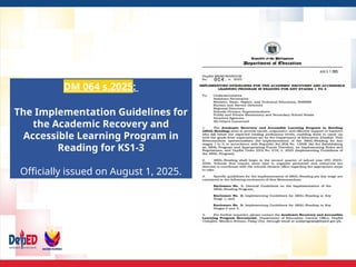 ACADEMIC RECOVERY AND ACCESSIBLE LEARNING (ARAL) PROGRAM ORIENTATION | PPTX