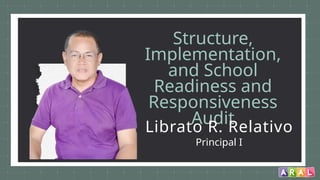 Structure,
Implementation,
and School
Readiness and
Responsiveness
Audit
Librato R. Relativo
Principal I
 