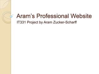 Aram’s Professional Website IT331 Project by Aram Zucker-Scharff 