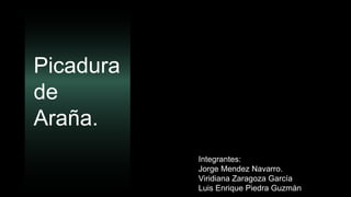 Picadura
de
Araña.
Integrantes:
Jorge Mendez Navarro.
Viridiana Zaragoza García
Luis Enrique Piedra Guzmán
 