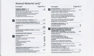 Aranceles notariales julio 2015