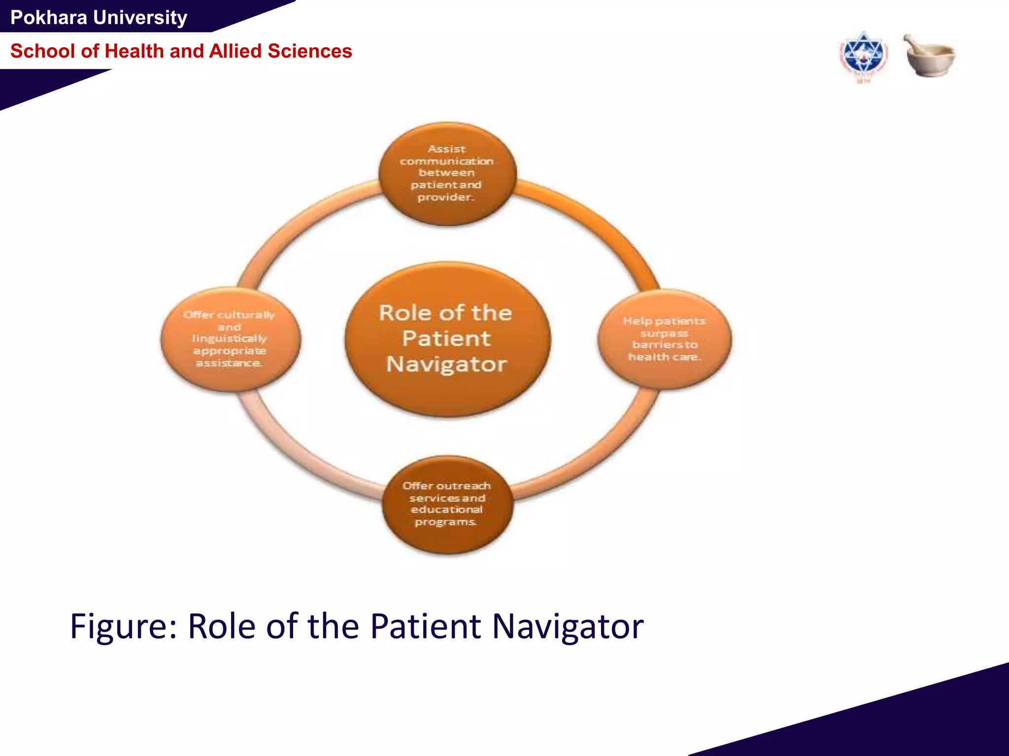 Pokhara University
School of Health and Allied Sciences
Figure: Role of the Patient Navigator
 