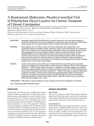 A randomized, multicenter, placebo controlled trial of polyethylene glycol laxative for chronic treatment of chronic