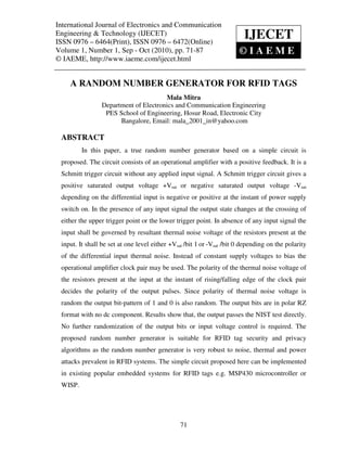 A random number generator for rfid tags | PDF