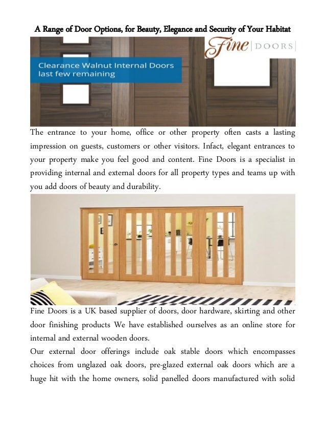 A Range Of Door Options From Fine Doors