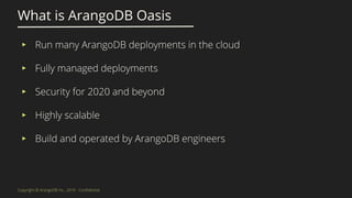 ▸
▸
▸
▸
▸
What is ArangoDB Oasis
 