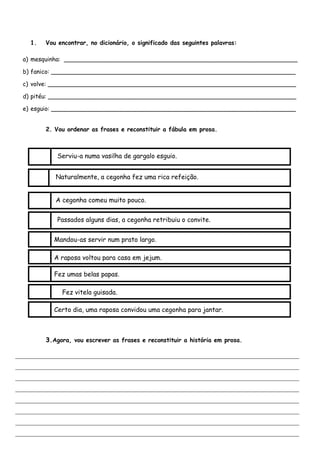 Fábula: A raposa e a Cegonha