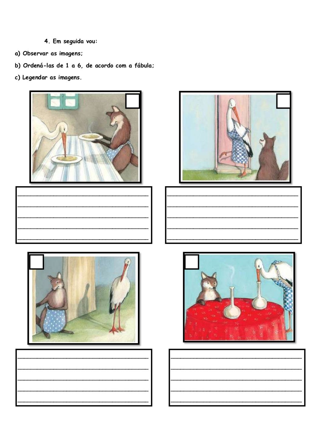 Fábula A raposa e a Cegonha