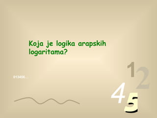 013456… 1 2 4 5 Koja je logika arapskih logaritama ? 