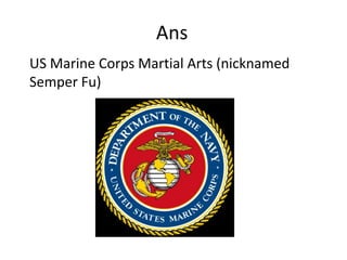 AnsUS Marine Corps Martial Arts (nicknamed Semper Fu) 