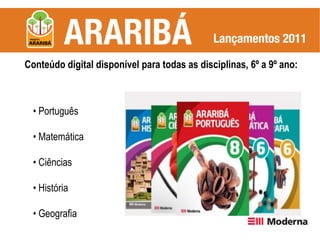 Conteúdo digital disponível para todas as disciplinas, 6º a 9º ano:



  • Português

  • Matemática

  • Ciências

  • História

  • Geografia
 