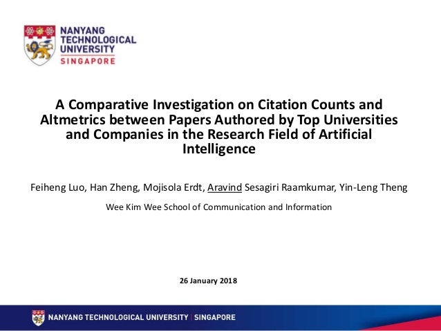 A Comparative Investigation On Citation Counts And Altmetrics Between A Comparative Investigation On Citation Counts And Altmetrics Between