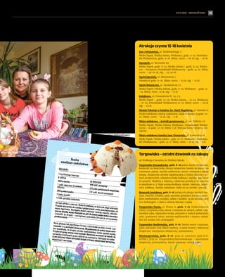 NR 14 (80) – KWIECIEŃ 2022
#SolidarnizUkrainą 15
baba drożdżowa, a moja mama
zrobi mazurki – zapowiada.
Pani Anna na swoje świę-
ta zwykle przygotowywa-
ła mieszaninę – sałatkę,
w  skład której wchodzą:
jajka gotowane z kawałka-
mi szynki, kiełbasy, surowy
chrzan, ser żółty i twaróg.
A także pielmieni – pierogi
z mięsem, barszcz z faso-
lą, ziemniakami i kiełbasą,
czyli ukraiński, kulicz –
rodzaj sernika na zimno.
– Moje dziewczyny już mi
powiedziały, że pascha
musi być, więc, oczywi-
ście, zrobię i poczęstuję
wszystkich – uśmiecha
się pani Anna. Prawo-
sławne święta w  tym
roku wypadają tydzień
po katolickich. – Ale
nie pójdę w tym roku
ze święconką do cerkwi. Nie
czuję się na siłach – tłumaczy.
Plany na życie
Od maja pani Anna być może bę-
dzie już pracowała we Wrocławiu
w swoim zawodzie – laborantki
histopatologicznej. Od czerwca
wprowadzi się do mieszkania przy
ul. Jedności Narodowej. – Jak tylko
zacznę zarabiać, będę je wynajmo-
wała – podkreśla. Wioletta i Jesie-
nia już chodzą do wrocławskiej
szkoły: starsza do VI, młodsza do
III kl. Uczą się polskiego. Wro-
cław, dwa razy mniejszy od Char-
kowa, bardzo im się podoba. – Już
w Ukrainie oglądałyśmy zdjęcia
Afrykarium – największego w Eu-
ropie. Teraz tam byłyśmy. Jest
wspaniałe – mówią dziewczyny.
Barbara: – Nie mogłam im nie
pomóc. Anna: – Czekam na koniec
wojny. I na męża.
Anna Aleksandrowicz
urkiem i ukraińską paschą
Pascha
waniliowo-czekoladowa
Składniki:
1 kg tłustego twarogu
8 żółtek
250 g masła
1 szkl. śmietany kremówki
36 proc.
250 g cukru pudru
1 laska wanilii
½ tabl. gorzkiej czekolady
do dekoracji:
3/4 szkl. żurawiny
1/2 szkl. posiekanych migdałów
1/2 szkl. moreli suszonych
Utrzeć żółtka z cukrem. Dodać kremówkę, w dalszym ciągu ucierając.
Przelać wszystko do rondla i podgrzewać, cały czas mieszając, aż
masa zgęstnieje. Następnie dodać zmielony twaróg i masło, zblendo-
wać na gładką masę. Podzielić na pół. Do jednej części dodać ziarenka
z wanilii, do drugiej – roztopionej czekolady. Utrzeć do otrzymania
gładkiej masy.
Dwie gliniane lub plastikowe formy z dziurkami na dole, każda o po-
jemności 1 l, wyłożyć dużą gazą. Wypakować do jednej masę sero-
wo-waniliową, do drugiej serowo-czekoladową. Lekko ugnieść każdą.
Przykryć gazą, potem talerzykiem. Naczynia wstawić do misek, by
serwatka wypłynęła przez dziurki na zewnątrz. Odstawić do lodów-
ki na całą noc. Rano ostrożnie wyjąć z formy, udekorować żurawiną,
migdałami i morelami.
TOMASZ
HOŁOD
(1),
STOCK.ADOBE.COM
(2)
Atrakcje czynne 15-18 kwietnia
Zoo i Afrykarium, ul. Wróblewskiego 5
Wielki Piątek, Wielka Sobota, Wielkanoc, godz. 9-19. Poniedzia-
łek Wielkanocny, godz. 9-18. Bilety: norm. – 60 zł, ulg. – 50 zł.
Aquapark, ul. Borowska 99
Wielki Piątek, godz. 8-23, Wielka Sobota – godz. 8-23, Wielka-
noc – nieczynne, Poniedziałek Wielkanocny – godz. 14-23. Bilety:
norm. – 39-60 zł, ulg. – 33-40 zł.
Ogród Japoński, ul. Mickiewicza 1
Otwarty w godz. 9-19. Bilety: norm. – 15 zł, ulg. – 12 zł.
Ogród Botaniczny, ul. Sienkiewicza 23
Wielki Piątek i Wielka Sobota, godz. 9-19, Wielkanoc – godz. 11-
-19. Bilety: norm. 25 zł, ulg. – 15 zł.
Kolejkowo, ul. Powstańców Śl. 95, I p.
Wielki Piątek – godz. 10-18, Wielka Sobota – 10-19, Wielkanoc
– 10-19, Poniedziałek Wielkanocny 10-19. Bilety: norm. – 29 zł,
ulg. – 23 zł.
Mostek Pokutnic w katedrze św. Marii Magdaleny, ul. Szewska 10
Punkt widokowy czynny codziennie, także w święta, w godz. 10-
20. Bilety: norm. – 10 zł, ulg. – 7 zł.
Wieża widokowa – kościół garnizonowy, ul. św. Elżbiety 1/2
Wielki Piątek, Wielka Sobota, Wielkanoc, Poniedziałek Wielka-
nocny – w godz. 10-19. Bilety: 5 zł. Podczas burzy i deszczu nie-
czynne.
Wieża widokowa katedry Jana Chrzciciela, pl. Katedralny 18
Wielki Piątek i Wielka Sobota – godz. 10-17, Wielkanoc i Poniedzia-
łek Wielkanocny – godz. 14-17. Bilety: norm. – 10 zł, ulg. – 8 zł.
Targowiska – ostatni dzwonek na zakupy
od Wielkiego Czwartku do Wielkiej Soboty
Targowisko Komandorska, godz. 8-16 poleca kartki świąteczne,
koszyczki na święconkę, obrusy świąteczne, kwiaty do domu i na
cmentarze, palmy, wyroby cukiernicze, owoce i warzywa z całego
świata, świąteczne wyroby wędliniarskie z Doliny Baryczy i in-
nych producentów, zwłaszcza białą kiełbasę i szynkę, jaja kurze
na pisanki. Wędliny z własnej, rodzinnej produkcji do nabycia
w pawilonie A-3: biała surowa kiełbasa, szynki, balerony, polęd-
wice, kiełbasy. Stoisko nabiałowe: biały ser na serniki i pierogi.
Ryneczek Jemiołowa, godz. 8-16 zachęca do zakupu świeżych wa-
rzyw, owoców, miodów, jajek, wyrobów góralskich (bundz z czosn-
kiem niedźwiedzim, oscypki), soków i miodów. Są też stoiska z serii
1001 drobiazgów, a także z odzieżą damską i męską.
Targowisko Ptasia, ul. Ptasia 12, godz. 7-15. Podwrocławscy
rolnicy przywożą tutaj owoce i warzywa ze swoich sadów i pól.
Swojskie jajka, regionalne miody, pieczywo z małych piekarenek,
ryby i przetwory rybne, wyroby wędliniarskie i mięsne, nabiał.
Jest też stoisko 1001 drobiazgów.
Targowisko Niedźwiedzia, godz. 8-16. Świeże owoce i warzywa,
jajka, pieczywo oraz dobre wędliny, a także kwiaty i dekoracje
świąteczne. Asortyment świąteczny, przemysłowy.
Minitargowiska, godz. 8-16: przy ul. Lotniczej (pod D.H.
ASTRA), przy ul. Żmigrodzkiej/Broniewskiego – asortyment
świąteczny, przemysłowy, świeże warzywa i owoce, jajka.
, Wioletta, Anna i Jesienia
 