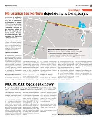 NR 14 (80) – KWIECIEŃ 2022
#SolidarnizUkrainą 7
Inwestycje
Leśniczanie w  autobusach
zastępczych linii 710 odli-
czają dni do zakończenia
prac torowych na Kosmo-
nautów. Wiosną przyszłego
roku Leśnica będzie miała
i  tramwaje, i  odetchnie od
aut. Kierowcy jadący do
Środy Śl. będą mogli ob-
jechać osiedle, skręcając
z  ul.  Kosmonautów w  wy-
budowaną Oś Zachodnią
i al. Kaczorowskiego.
Nową dwukilometrową Osią Za-
chodnią, która będzie znana na
mapach jako al. 11 Listopada,
będzie też można dojechać z Ko-
smonautów przez al. Kaczorow-
skiego i ul. Brzezińskiego na lot-
nisko Wrocław Strachowice.
Zielonym torowiskiem
W połowie maja, a najdalej na
początku czerwca br., na Leśnicę
wrócą tramwaje. Przez najbliższe
4-6 tygodni robotnicy będą prze-
łączać nowe torowisko w istnieją-
cą infrastrukturę ul. Kosmonau-
tów (od Glinianek do Fieldorfa).
I to nim pomkną znów na Leśnicę
niebieskie wozy MPK. Z myślą
o obwodnicy Leśnicy budowane
są też rozjazdy na skrzyżowaniu
Lotniczej i Milenijnej.
Poszerzona Kosmonautów
Na wakacje br. zaplanowana jest
rozbiórka starego torowiska na
ponaddwukilometrowym od-
cinku Glinianki – ul. Fieldorfa
i budowa nowej jezdni w ciągu
ul. Kosmonautów. Będzie zatem
dodatkowy pas ruchu dla kierow-
ców jadących do centrum miasta.
Zamiar jest taki, że stanie się to
na przełomie roku 2022/23.
Ponadto, na wysokości ul. Lewej
przy ul. Kosmonautów wybudo-
wano nową pętlę autobusową,
która docelowo będzie obsługi-
wać pasażerów nowoczesnego
szpitala onkologicznego, jaki
ma powstać do 2025 r. i przyj-
mować do 30 tys. pacjentów
rocznie. Autobusy linii 102 (Ko-
smonautów (Szpital) – pl. So-
lidarności)korzystają z tej pętli
od lutego br.
Nowa al. 11 Listopada
Budowa od zera Osi Zachodniej,
czyli al. 11 Listopada, trwa i ma
się zakończyć wiosną 2023 roku.
Znany jest jej dokładny przebieg.
Będzie od strony Kosmonautów
przedłużeniem ul. Fieldorfa, ron-
dem skrzyżuje się z istniejącą ul.
Halicką, a stamtąd pobiegnie do
al. Kaczorowskiego. Aby mogła
po drodze pokonać linię kolejo-
wą nr 275, zostanie wybudowa-
ny 160-metrowy wiadukt nad
torami PKP i ul. Jerzmanowską.
W połowie marca na przyczół-
kach wiaduktu układano pierw-
sze belki niezbędne do powstania
całej przeprawy. Jedna waży trzy
tony, a na jednym przęśle będzie
ich łącznie 24. Każda ma 27 m
długości.
Obwodnica Leśnicy kosztuje po-
nad 181 mln zł i jest współfinan-
sowana z Unii Europejskiej. Wy-
konawca to spółka Bickhardt Bau
Polska.
Piotr Bera
Na Leśnicę bez korków dojedziemy wiosną 2023 r.
Kamienie milowe powstawania obwodnicy Leśnicy
wybudowana nowa pętla autobusowa dla linii 102 – oddana do użytku luty 2022
nowe torowisko tramwajowe – oddanie do użytku koniec maja 2022
nowa jezdnia południowa w miejscu starego torowiska – koniec prac przełom 2022/23
Oś Zachodnia, czyli al. 11 Listopada – koniec prac wiosna 2023
Trwa przebudowa Centrum Neuropsychiatrii NEUROMED przy ul. Białowieskiej we Wro-
cławiu. Koszt inwestycji to 6,62 mln zł. Prace mogą się zakończyć już we wrześniu br.
Obecny kapitalny remont obej-
muje 1 tys. mkw. powierzchni
użytkowej. Nowe będzie wszyst-
ko – od sufitu po podłogę.
– Zakończyliśmy rozbiór-
kę i przystępujemy do zmia-
ny układu pomieszczeń, które
muszą zostać dostosowane do
nowych potrzeb. Ściany zostały
wymurowane, położono nowe
instalacje, trwa montaż stolarki
okiennej i drzwiowej. Fragmen-
tarycznie położono tynk – wy-
licza Bartosz Nowak z Zarządu
Inwestycji Miejskich we Wrocła-
wiu. Dzięki zmianom powstaną
nowe sale terapeutyczne, kuch-
nia cateringowa, rozbudowana
zostanie biblioteka, będą nowe
pokoje lekarzy, pielęgniarek,
psychologów, logopedy. Będzie
można skorzystać z sali wyci-
szenia i dziennego pobytu. Po-
nadto, pojawi się klimatyzacja,
winda dostosowana do osób nie-
pełnosprawnych, a na dachu pa-
nele fotowoltaiczne. Dzieci będą
miały do dyspozycji nowe szafki
na ubrania, a w salach gimna-
stycznych pojawią się drewniane
drabinki.
To kolejna inwestycja gminy
Wrocław w NEUROMED. Trzy lata
temu za 4,5 mln zł oddano do
użytku oddział z poradnią neu-
rologiczną dla dzieci i dorosłych,
foniatryczną i audiologiczną,
otolaryngologiczną.
Za realizację odpowiada Przed-
siębiorstwo REM-BUD k. Kowal-
-Gąska. Koszt to 6,62 mln zł.
Prace zakończą się w trzecim
kwartale br.
Piotr Bera
NEUROMED będzie jak nowy
Remont trwa w najstarszej części ponad 50-letniego budynku
TOMASZ
HOŁOD
 