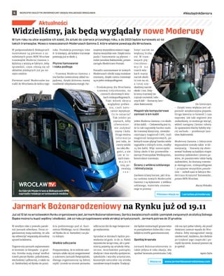 BEZPŁATNY BIULETYN INFORMACYJNY URZĘDU MIEJSKIEGO WROCŁAWIA #NiezbędnikSeniora
4
Aktualności
W tym roku na ulice wyjedzie ich sześć, 24 sztuki do czerwca przyszłego roku, a do 2023 będzie kursowało aż 46
takich tramwajów. Mowa o nowoczesnych Moderusach Gamma 2, które właśnie powstają dla Wrocławia.
W podpoznańskich Biskupicach
montowane są pierwsze z za-
mówionych przez MPK Wrocław
tramwajów Moderus Gamma 2.
Byliśmy z wizytą w fabryce, żeby
sprawdzić, czym różnią się od
składów jeżdżących już po na-
szym mieście.
Pierwsze sześć Moderusów ma
trafić do Wrocławia do końca tego
roku. Produkcja prototypu trwa
8-9 miesięcy, ale kolejne tramwaje
powstają już w około 3.
Płynne hamowanie
i niska podłoga
– Tramwaj Moderus Gamma 2
ma bardzo nowoczesny układ na-
pędowy, dzięki któremu mamy
możliwość odzyskania energii. Ha-
mujemy wszystkimi osiami i napę-
dzamy wszystkie osie. Dzięki temu
jazda i hamowanie są płynne –
mówi Jarosław Bakinowski, prezes
zarządu Modertrans Poznań.
Ponadto zastosowane w nowych
Moderusach silniki mają mniejsze
rozmiary, dzięki czemu tramwaje
są w pełni niskopodłogowe.
– Produkujemy dla Wrocławia
tramwaj trójczłonowy, na
czterech obrotowych wóz-
kach niskopodłogowych.
Taki wózek skręca
względem podwo-
zia, czyli natu-
ralnie wężykuje.
Co to oznacza?
Tak jeździ po
szynach, żeby
równomier-
nie zużywać
szynę i koła.
Druga ważna
informacja
jest taka, że
cztery wózki
na całej dłu-
gości, a nie
jak w  in-
nych tram-
w a j a c h
trzy, po-
zwalają
r o z -
łożyć nacisk na
większą liczbę
osi. W tram-
wajach pię-
cioczłono-
w y c h n a
trzech wóz-
kach mamy
nacisk około
10 ton na oś,
a  tutaj uzy-
skaliśmy nacisk
około 7 ton. Dzię-
ki temu tramwaj nie
rujnuje torowisk i wła-
snych kół – tłumaczy Jaro-
sław Bakinowski.
Magistrale komputerowe
zamiast 6 km kabli
Jeden Moderus Gamma 2 to około
18 km kabli. – Ciekawostką jest to,
że to tak naprawdę bardzo mało.
Bo tramwaj klasyczny, niewyko-
rzystujący magistrali CAN, czyli
magistrali komputerowych, po
których może płynąć bardzo wiele
sygnałów z różnych stron, miałby
24 km kabli. Więc zaoszczędzi-
liśmy około 6 km przewodów –
żartuje Przemysław Wielkopolan,
konstruktor tramwaju.
Ściany z włókna szklanego
i klimatyzacja
Zarówno ściany boczne, jak i ścia-
na czołowa nowych Moderusów
Gamma 2 są wykonane z włókna
szklanego, materiału stosowa-
nego w przemy-
śle lotniczym.
– Dzięki temu większa jest od-
porność antykorozyjna pojazdu.
Druga kwestia to łatwość i czas
naprawy. Jak taki segment jest
uszkodzony, to można go wyciąć,
wkleić następny i koniec roboty.
Ze spawaniem blachy byłoby wię-
cej zachodu – przekonuje Jaro-
sław Bakinowski.
Moderusy Gamma 2 fabrycznie
wyposażone zostały także w kli-
matyzację. - Staramy się obser-
wować budowę na każdym etapie.
Jesteśmy zadowoleni i jestem pe-
wien, że pasażerowie także będą
zadowoleni, bo dostaną tramwa-
je ekologiczne, niskopodłogowe
i  przyjazne wszystkim pasaże-
rom – mówił nam w fabryce Mo-
dertrans Krzysztof Balawejder,
prezes MPK Wrocław.
Maciej Wołodko
Widzieliśmy, jak będą wyglądały nowe Moderusy
Już od 12 lat na wrocławskim Rynku organizowany jest Jarmark Bożonarodzeniowy. Oprócz świątecznych ozdób i pamiątek związanych ze stolicą Dolnego
Śląska można tu kupić wędliny i słodkości. Jak co roku przygotowano wiele atrakcji artystycznych. Jarmark potrwa do 31 grudnia.
W zeszłym roku z powodu pande-
mii jarmark odwołano. Teraz or-
ganizatorzy mają nadzieję, że uda
się odtworzyć wspaniałą atmosferę
sprzed lockdownu.
Tegoroczny jarmark zaplanowano
w terminie 19 listopada–31 grud-
nia. Stoiska mają stanąć wzdłuż
trzech pierzei Rynku: południowej,
wschodniej i północnej, a także na
ul. Świdnickiej od Rynku do przej-
ścia podziemnego pod ul. Kazi-
mierza Wielkiego, na ul. Oławskiej
od Rynku do ul. Szewskiej i na pla-
cu Solnym.
Wielkie odliczanie
Przypomnijmy, że w reżimie sani-
tarnym udało się już zorganizować
z sukcesem Jarmark Świętojański,
dlatego organizatorzy są dobrej
myśli. Licznik na stronie jarmarku
odlicza już dni do tego świąteczne-
go wydarzenia.
Sprzedaż w domkach będzie pro-
wadzona od godz. 10 do 21. Nabór
wystawców wciąż trwa, ale z pew-
nością pojawią się artykuły świą-
teczne, wrocławskie pamiątki,
słodycze i inne wyroby spożywcze,
rękodzieło i wyroby artystyczne,
kosmetyki naturalne czy stoiska
narodowe innych krajów. Tradycyj-
nie będzie można kupić grzane wino
w pamiątkowym kubeczku i sma-
kołyki w strefie gastronomicznej.
Spotkaj krasnala
Jarmark Bożonarodzeniowy to
także jedyna w roku okazja, aby
spotkać krasnala prezentusia. Cały
rok ma ręce pełne roboty, ale przed
świętami zawsze wpada do Wro-
cławia. Żeby wynagrodzić swoją
nieobecność, każdemu, kto dotknie
po trzykroć jego czapeczki i po-
myśli życzenie, krasnal postara się
je spełnić.
Agata Zięba
Jarmark Bożonarodzeniowy na Rynku już od 19.11
Do fabryki Modertrans w Biskupicach MPK
zaprosiło redakcje wrocławskich mediów l.wroclaw.pl/moderusy
Filmowa relacja na
www.jarmarkbozonarodzeniowy.com
Więcej na
MACIEJ
WOŁODKO
(2)
 