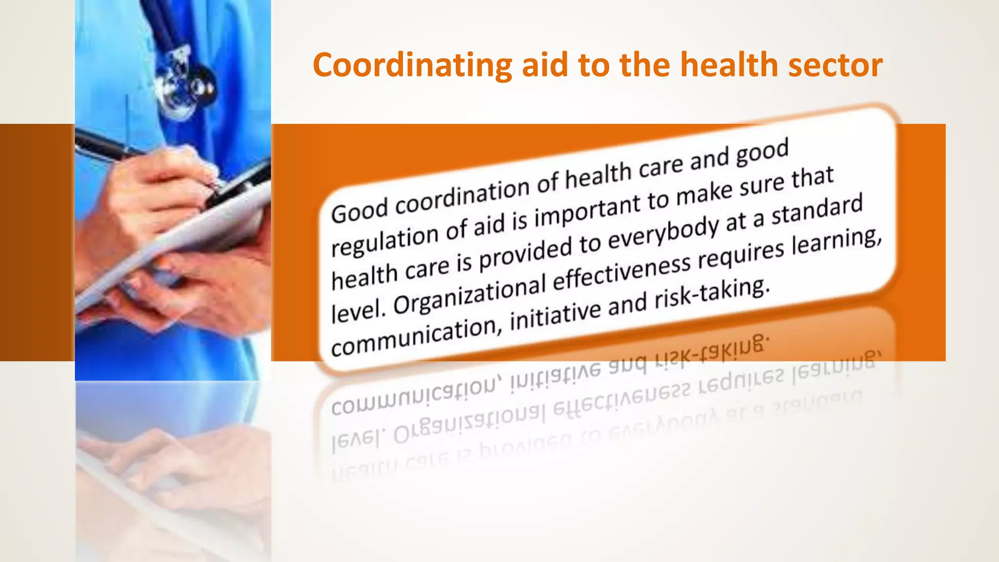 Coordinating aid to the health sector 
 