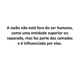 O material da reflexão é a sensação e
a emoção, sendo a reflexão inundada
das duas.
A reflexão não é isenta de emoções,
ainda mais quando é tratada de
forma individual.
 