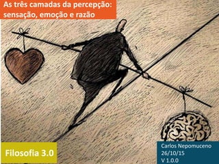 Filosofia 3.0
Razão é emoção refletida. As camadas da
percepção.
Carlos Nepomuceno
27/10/15
V 2.1.0
 