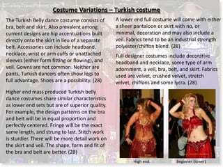 Belly dancing in today’s primarily Islamic countries of the Arab worldUndoubtedly, there have been many individuals over the years who have used the dance in private as a tool for seduction. But that is not how Middle Eastern people think of Oriental dance, and that is not the role they see it having in their society. For them, the dance remains firmly in the realm of something that people of all ages do for fun when they get together with friends and family. (23) More conservative Muslim women still hesitate to dance in settings where men other than their husbands can see them, even at these social occasions. Such women may go to the mixed-company events, but do not take a turn at dancing.  (23)In present-day Egypt, in fact, it's customary for a newlywed couple not only to hire a belly dancer for their wedding, but also to have their photo taken with their hands on the dancer's stomach -- another throwback to the dance's significance as a fertility rite. (23)Belly dancing pre-dates Islam, and despite constant and stringent criticism, belly dancing continues to have a presence in Islamic society; at weddings, birth announcements, in the home and in the reverence of the stars today such as FifiAbdo and Dina. (23)