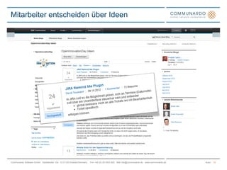 AutorCommunardo Software GmbH · Kleiststraße 10a · D-01129 Dresden/Germany · Fon +49 (0) 351/833 820 · Mail info@communardo.de · www.communardo.de
Mitarbeiter entscheiden über Ideen
9