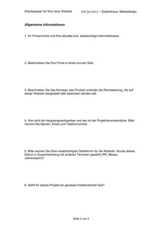 Arbeitspapier Website