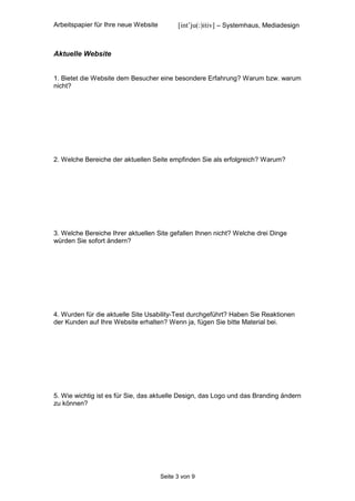 Arbeitspapier Website