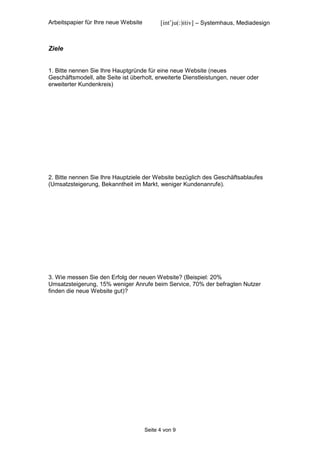 Arbeitspapier Website