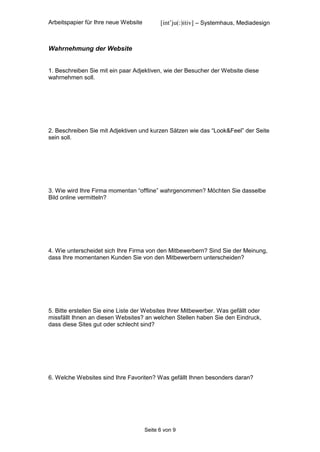 Arbeitspapier Website