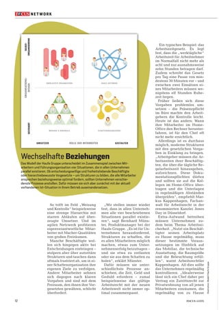 12 FOCUS 41/2015
Illustration:ModellHaufeGruppe
NE T WOR K
So trifft im Feld „Weisung
und Kontrolle“ beispielsweise
eine strenge Hierarchie mit
starren Abläufen auf über-
zeugte Umsetzer. Und im
agilen Netzwerk profitieren
eigenverantwortliche Mitar-
beiter mit Macher-Qualitäten
von großen Freiräumen.
Manche Beschäftigte wol-
len sich hingegen aktiv bei
Entscheidungen einbringen –
stolpern aber über autoritäre
Strukturen und tauchen dann
oftmals frustriert ab, um in ei-
ner Schattenorganisation ihre
eigenen Ziele zu verfolgen.
Andere Mitarbeiter sehnen
sich dagegen nach klaren
Vorgaben und sind mit dem
Freiraum, den ihnen ihre Vor-
gesetzten gewähren, schlicht
überfordert.
„Wir stellen immer wieder
fest, dass in allen Unterneh-
men alle vier beschriebenen
Situationen parallel existie-
ren“, sagt Bernhard Müns-
ter, Produktmanager bei der
Haufe Gruppe. „Es ist für Un-
ternehmen herausfordernd,
Strukturen zu schaffen, die
es allen Mitarbeitern möglich
machen, etwas zum Unter-
nehmenserfolg beizutragen –
und sie etwa zu entlasten
oder sie aus dem Schatten zu
holen“, erklärt Münster.
Dafür müssen sie unter-
schiedlichste Prozesse an-
schieben, die Zeit, Geld und
Geduld erfordern – zumal
beispielsweise das gültige
Arbeitsrecht mit der neuen
Arbeitswelt nicht immer op-
timal zusammenpasst.
Ein typisches Beispiel: das
Arbeitszeitgesetz. Es legt
fest, dass die „werktägliche“
Arbeitszeit für Arbeitnehmer
im Normalfall nicht mehr als
acht und nur ausnahmsweise
zehn Stunden betragen darf.
Zudem schreibt das Gesetz
pro Tag eine Pause von min-
destens 30 Minuten vor – und
zwischen zwei Einsätzen ei-
nes Mitarbeiters müssen we-
nigstens elf Stunden Ruhe-
zeit liegen.
Früher ließen sich diese
Vorgaben problemlos um-
setzen – die Präsenzpflicht
im Büro machte den Arbeit-
gebern die Kontrolle leicht.
Heute ist das anders: Wann
ihre Mitarbeiter im Home-
Office den Rechner herunter-
fahren, ist für den Chef oft
nicht mehr ersichtlich.
Allerdings ist es durchaus
möglich, moderne Strukturen
mit den gesetzlichen Vorga-
ben in Einklang zu bringen.
„Arbeitgeber müssen die Ar-
beitszeiten ihrer Beschäftig-
ten, die über die tägliche Re-
gelarbeitszeit hinausgehen,
aufzeichnen. Diese Doku-
mentationspflichten dürfen
und sollten sie auf die Kol-
legen im Home-Office über-
tragen und die Unterlagen
in regelmäßigen Abständen
überprüfen“, empfiehlt Mar-
kus Kappenhagen, Fachan-
walt für Arbeitsrecht in der
renommierten Kanzlei Jones
Day in Düsseldorf.
Extra-Aufwand betreiben
müssen Unternehmen zu-
dem beim Thema Arbeitssi-
cherheit. „Nutzt ein Beschäf-
tigter seinen Arbeitsplatz
zu Hause regelmäßig, muss
dieser bestimmte Voraus-
setzungen im Hinblick auf
das Mobiliar, die technische
Ausstattung, die Raumgröße
und die Beleuchtung erfül-
len“, warnt Arbeitsrechtler
Kappenhagen. All dies sollte
das Unternehmen regelmäßig
kontrollieren. „Idealerweise
lässt sich ein Chef daher per
Vertrag ein Zutrittsrecht zur
Privatwohnung von all jenen
Mitarbeitern einräumen, die
regelmäßig von zu Hause
Wechselhafte Beziehungen
Das Modell der Haufe Gruppe unterscheidet im Zusammenspiel zwischen Mit-
arbeitern und Führungsorganisation vier Situationen, die in allen Unternehmen
parallel existieren. Ob entscheidungswillige und freiheitsliebende Beschäftigte
oder hierarchiebewusste Vorgesetzte – um Strukturen zu bilden, die alle Mitarbeiter
ansprechen beziehungsweise optimal fordern, sollten Unternehmen verschie-
denste Prozesse anstoßen. Dafür müssen sie sich aber zunächst mit der aktuell
vorhandenen Ist-Situation in ihrem Betrieb auseinandersetzen.
 