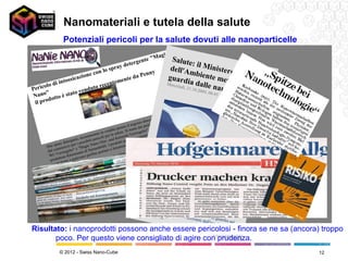 Nanomateriali e tutela della salute
                  Potenziali pericoli per la salute dovuti alle nanoparticelle
                                                                                 agic
                                                                       gen te "M                      Salute
                                                                  deter                                             :i
                                 o spr
                                      ay                                                             dell'A l Ministero
                            con l                      y                                                          m
                ossicaz
                       ione
                                        en te d a
                                                  Penn                                              guard biente mett
          di int                                                                                                ia dall              e
Per icolo                  uto rec
                                  entem                                                             Merco
                                                                                                          ledì, 2           e nano in
    no" o è stato
                      vend
                                                                                                                  1.10.2
                                                                                                                        009, 0      tecnol
 Na
                                                                                                                               8:45       ogi      e
        dott
 il pro
                                                                                                                     rati
                                                                                                              ti riti
                                                                                                       no sta         nd
                                                                                                 ny, so o Bad- u
                                                                                          t Pen c Nan
                                                                                d is coun       agi          o il
                                                                            ozio odotti "M omunicat
                                                                      il neg       r              c            ie
                                                          ta p resso ratta dei p , come ha ne delle v
                                                   vendi alute. Si t rsiegeler"              itazio ro pertant
                                                                                                                 o
                                            te in          s                            n'irr
                                   ent emen oli per la           am ik-Ve causare u potrebbe
                       rgent
                            i, rec ili peric             d Ker otevano a. Non si
                                    ib             s- un          p
           pra  y dete per i poss Nano Gla I prodotti di dispne
      Due s mercio                agic         bühl. fenomen
                                                                    i
            m              e "M          nnen          a
      dal co rsiegeler" ann di So o portare                         .
              e            m                                  alute
       WC-V ore Klein vano perfin                       r la s
       pro d ut t      ep ote                eric oli pe
               atorie                 nte" p
        respir                  tame
                      "co mple
                 dere
          esclu



                                                                                  dpa P
                                                                                        e r le n
                                                                                 come            a note c
                                                                                         perle s          nologi
                                                                                Il Min            ul c uc        e è po
                                                                                                                        ssi b i l e
                                                                                              dell'Am chiaio.
                                                                                       istero                                       : il mi
                                                                               rischi                                                       e le
                                                                                      non anco        bie
                                                                                                      nte (U
                                                                              nanop
                                                                                    articell ra accertati    BA) m
                                                                                                                      ette i
                                                                                            e             deriva
                                                                                                                 nti dall n guardia su
                                                                                                                         'uso de      i
                                                                                                                                 lle
Risultato: i nanoprodotti possono anche essere pericolosi - finora se ne sa (ancora) troppo
       poco. Per questo viene consigliato di agire con prudenza.
               © 2012 - Swiss Nano-Cube                                                                                                                12
 