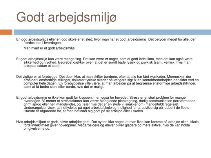 Arbejdsmilj arbejdsmilj