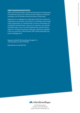 Arbetsförmedlingens arbetsmarknadsrapport 2014