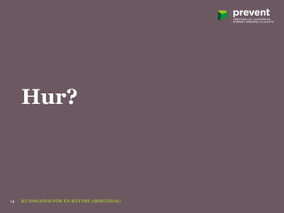 Hur?
KUNSKAPER FÖR EN BÄTTRE ARBETSDAG14
 